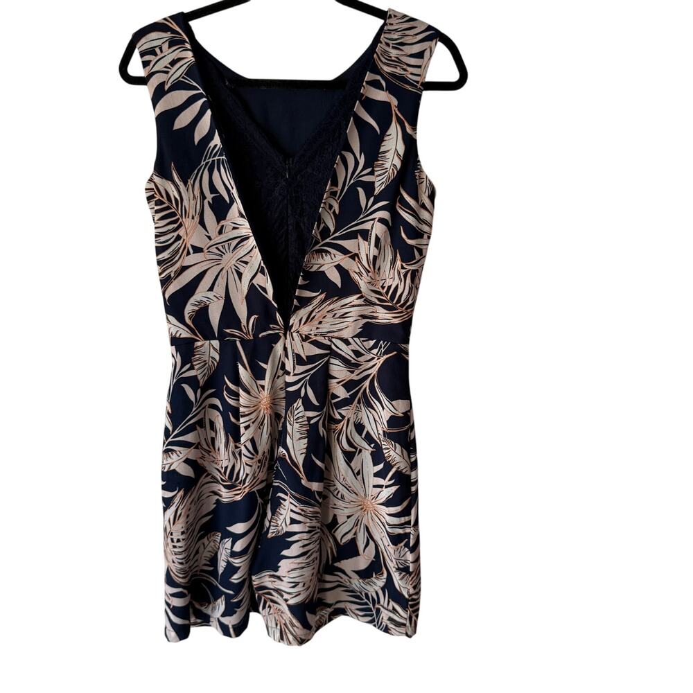 Vero Moda Tropical Romper Size S Navy Palm Print Blue Lace Back Coastal Chic
